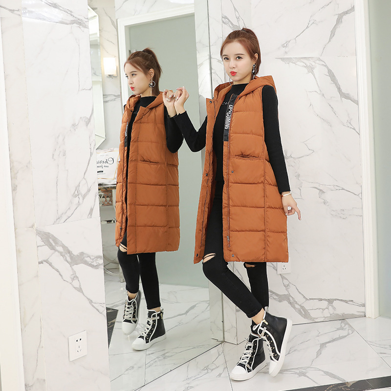 2018秋冬新款马甲欧美中长款无袖棉衣坎肩加厚保暖冬季棉服外1130|ms