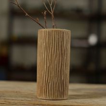 亦紫陶陶瓷工艺品摆件批发 古陶花器 小花插　木桩粗陶花瓶摆件