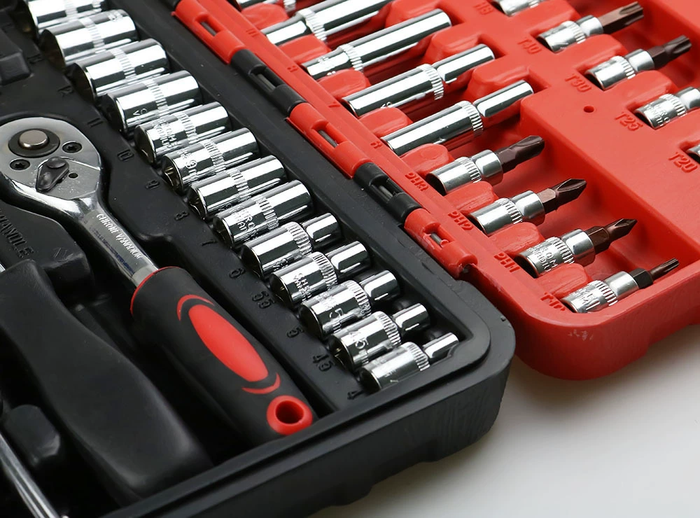 Fast tools set, wrench for repair, gloves, 53 pieces