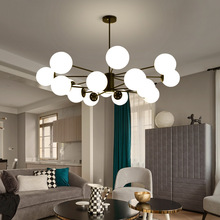 北歐吊燈個性后現代簡約客廳燈具餐廳卧室創意魔豆圓球分子鐵藝燈