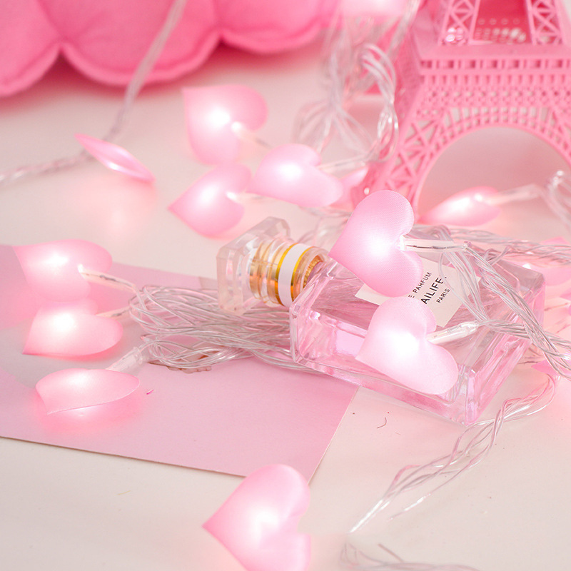 LED Coloured lights flash light Fabric art love String Peach Lamp string Hearts photograph prop Battery light