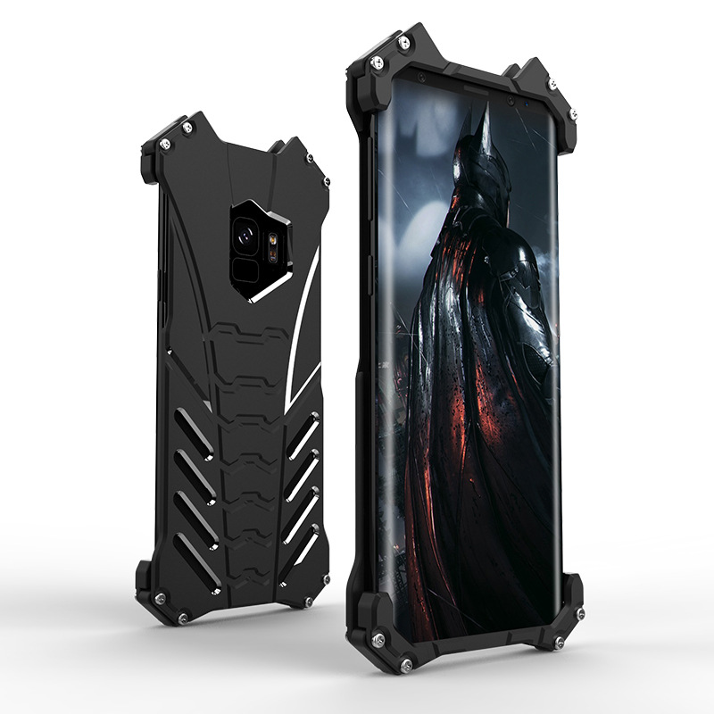 R-Just Batman Shockproof Aluminum Shell Metal Case with Custom Batarang Stent for Samsung Galaxy S9 Plus & Samsung Galaxy S9