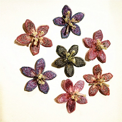 廠家批發 刺繡花朵 新款手縫釘珠鞋花 春秋鞋帽輔料胸花 包包配件