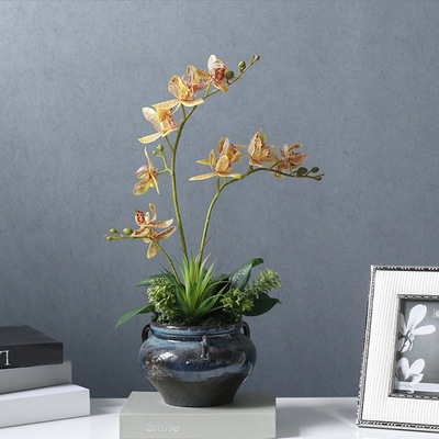 Moth orchid Artificial Flower tea table table Flower art Office counter Flower art suit Place Artificial flower Potted plant ornament