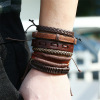 Woven leather set, retro bracelet, accessory, European style, genuine leather