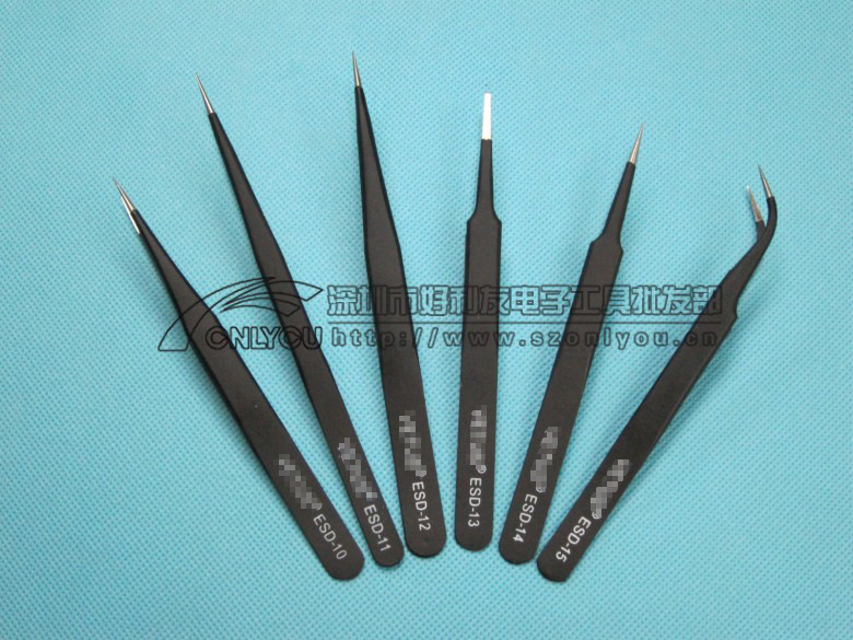 Pinzas brillantes ESD-10 11 12 13 14 15 16 17 pinzas antiestáticas de acero inoxidable engrosadas y endurecidas