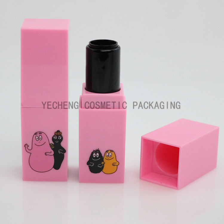 俏皮方形粉色口红管 热转印小鬼恶搞卡通图案 12.1mm韩范美妆包材