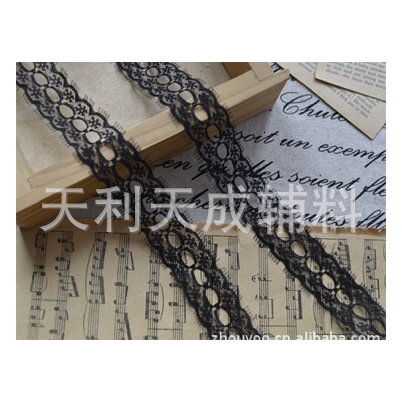 优质新款2.7CM黑白色穿孔睫毛无弹蕾丝花边