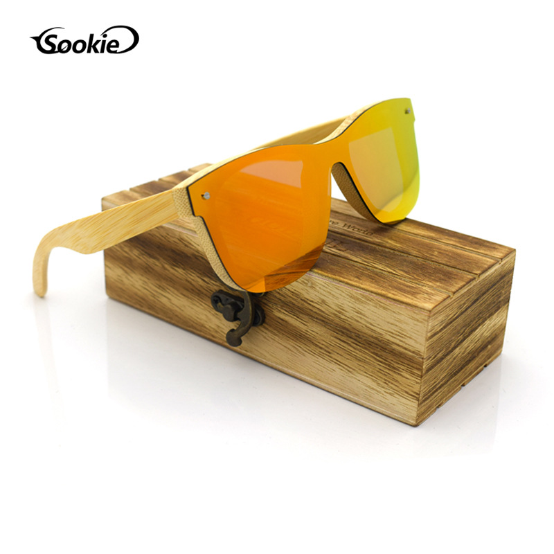 Factory spot wholesale bamboo glasses goggles integrated lens sunglasses colorful flat sunglasses for men and women