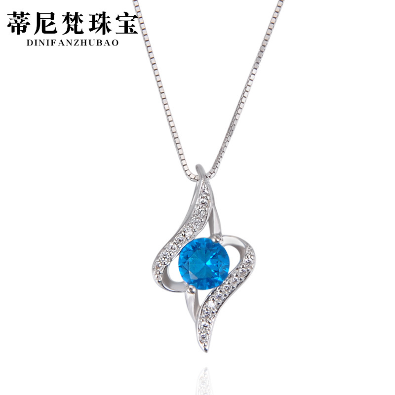 Multi-color ZIRCON collar de plata 925 joyería de moda clásica de las mujeres al por mayor colgante accesorios fuente fabricante