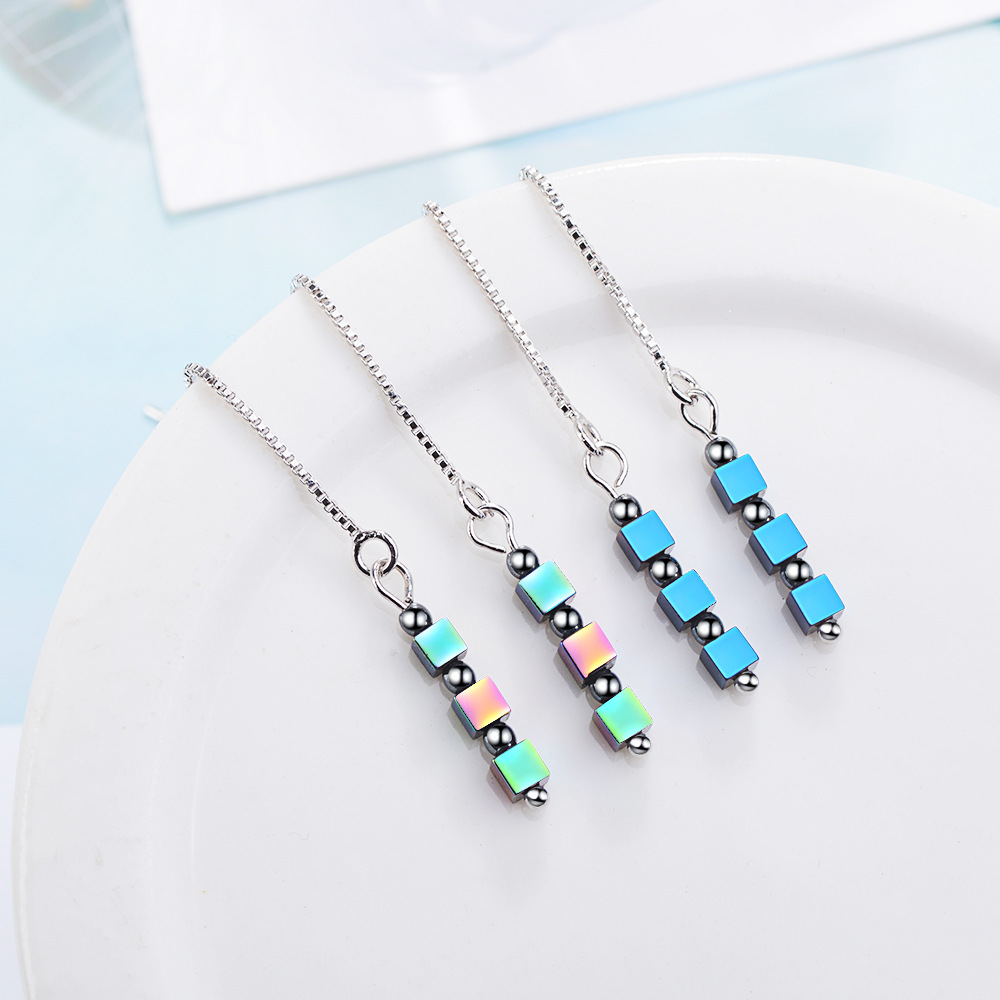 Long earrings with tassels, accessory, gradient