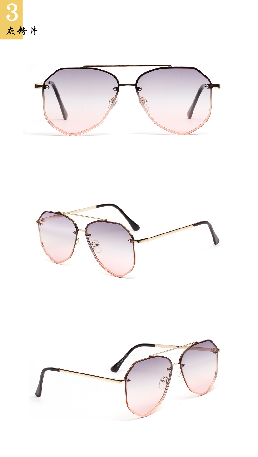 50g Weight UV400 Protection Lens Material Outdoor, Travel, Party, Fishing Occasion Women'S, Men'S, Unisex Gender Elegant, Glam, Hip-Hop, Retro, Vintage Style, Fashion, Sweet, Simple Style, Sports Style Grey&Pink, Grey, Pink, Purple, Blue, Transparent, Gold, Silver Color Elegant Glam Hip-Hop UV400 Protection Women's Sunglasses 6