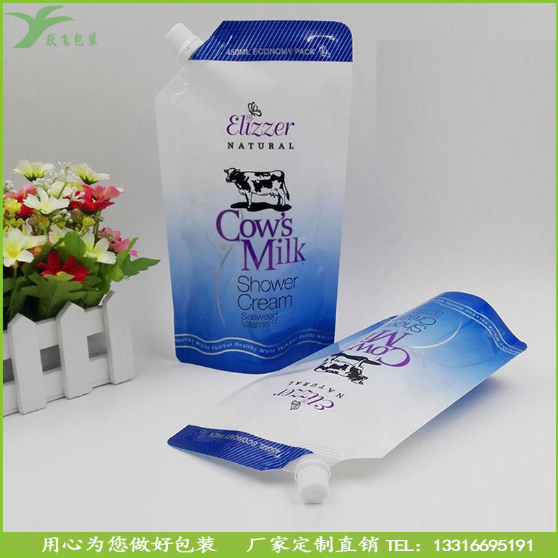 跃飞厂家生产450mL牛奶吸嘴袋牛奶母乳保鲜自立吸嘴袋食品级胶袋