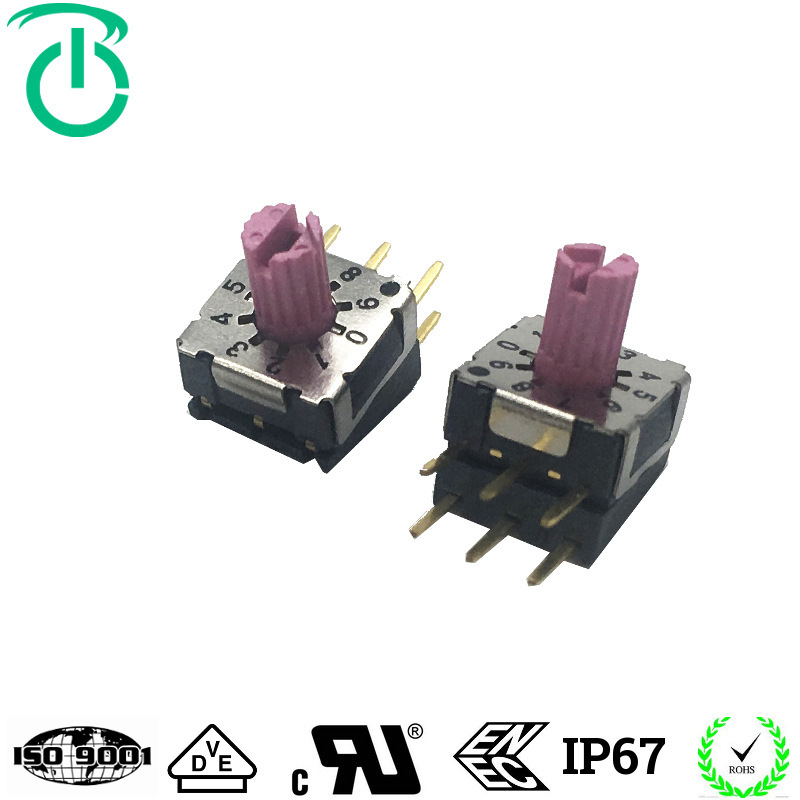 荣千生产7X7侧向全系90度10档16档带柄无柄旋转编码开关拨码开关