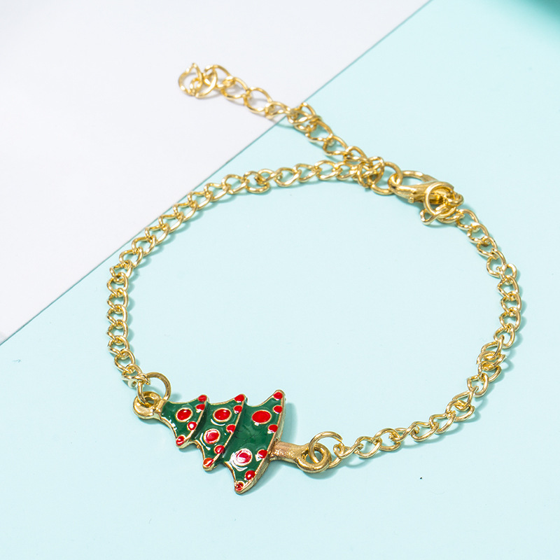 Fashion Christmas Tree Alloy Enamel Christmas Women's Bracelets Earrings Necklace display picture 4