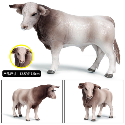 Cross-border ranch poultry animal simulation wild animal model Swiss brown milk cow bull children's toy ornaments