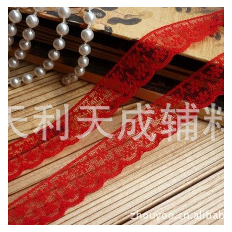 现货批发深粉蓝色大红色黑色2.2CM无弹蕾丝花边　DIY工艺辅料拼布