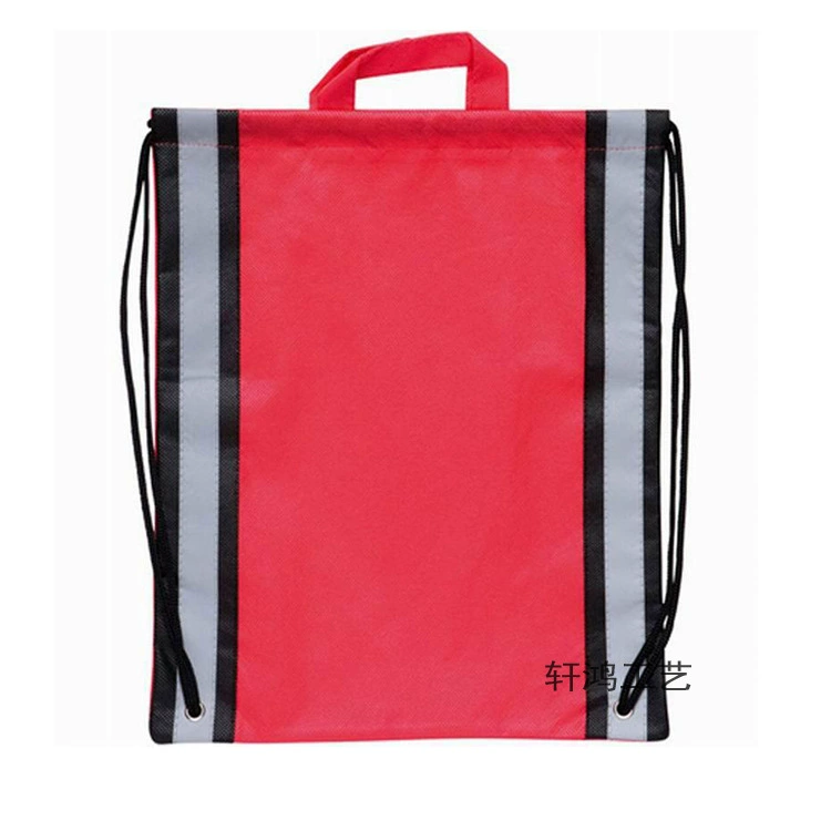 Профессионально изготовленная на заказ сумка-рюкзак из нетканого материала с соединением из светоотражающей ткани, полиэстеровая светоотражающая полоса на шнурке