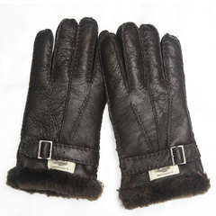 秋冬季男士皮毛一體羊皮手套騎行滑雪戶外分指真皮加厚防寒手套