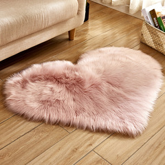 Factory Direct Sale Fake Australian Wool Heart-Shaped Rugs Mat Cute Pink Heart Long Fleece Cushion Decor, One Piece Drop Shipping