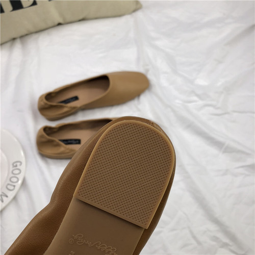 Grandma Shoes 2024 Spring and Autumn Flat Square Toe Loafers Two-Wear One-Piece Lazy Beanie Shoes Shallow Mouth Single Shoes for Women