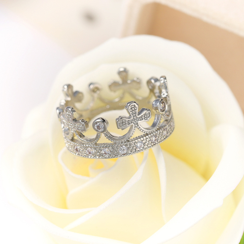 新娘欧式圆形小皇冠新娘戒指镶满钻皇冠欧美外贸饰品时尚锆石手饰