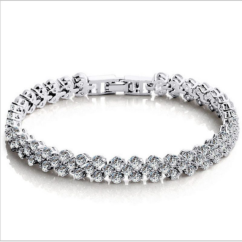 Bracciale rigido stile romano placcato argento e oro con strass_voghion.com