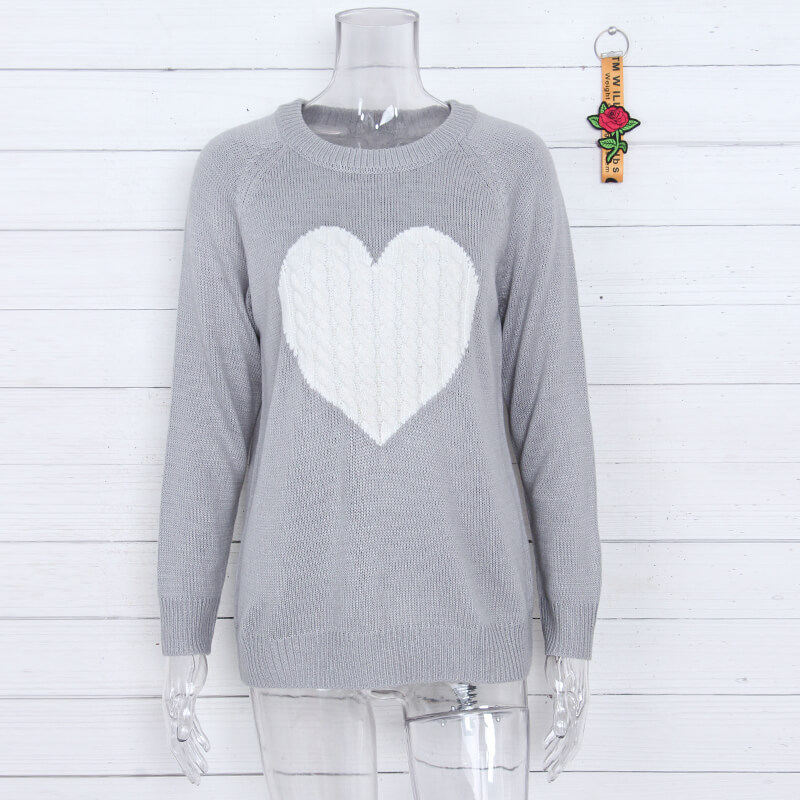 441g Weight Long Sleeve Sleeve Length Pullovers Placket Type Regular Sleeve Sleeve Type Polyacrylonitrile Fiber, knit Fabric Type Regular Top Length Sweater Tops Type Daily, Street Occasion Round Neck Neckline Slim Fit Type Heart Shape Pattern Spring, Autumn Season Women's Gender Elegant Style Wholesale Women's Elegant Heart Shape Long Sleeve Sweaters & Cardigans 15