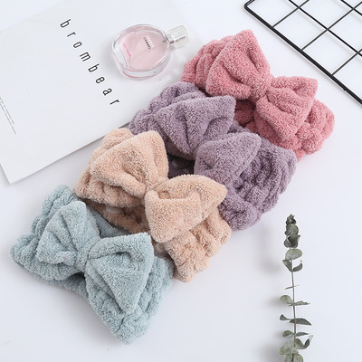 发饰高密珊瑚绒发带韩版蝴蝶结发饰女士洗脸化妆运动产品发饰