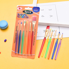 6-pack Assorted Color Plastic Rod Pointed and Flat-Tip Pens for Children, Watercolor and Oil Painting Transparent Rod Flat-Tip Pens