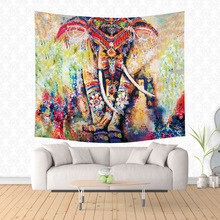 热销外贸欧美大象新款印花挂毯创意居家布墙毯画涤纶背景挂布壁毯