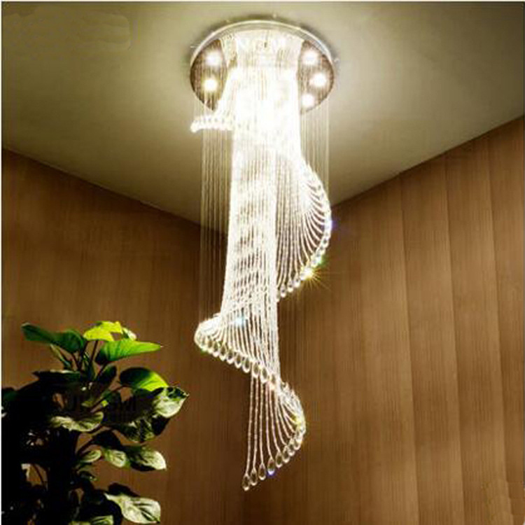 别墅复式楼梯吊灯水晶吊线灯现代楼梯灯酒店会所大厅水晶灯