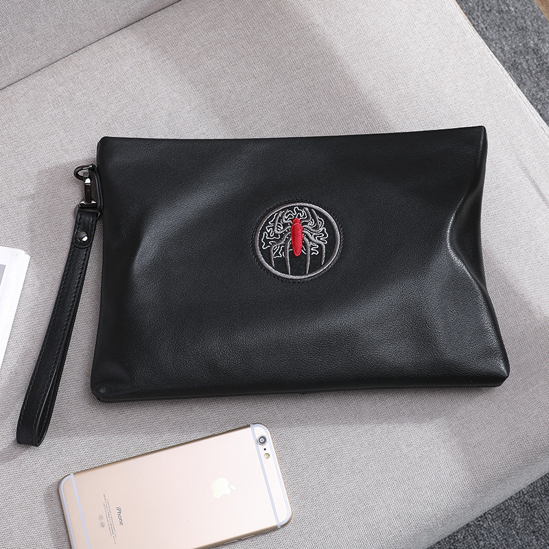 广州2018新款商务休闲男士手包男潮真皮休闲手拿包牛皮包男包爆款