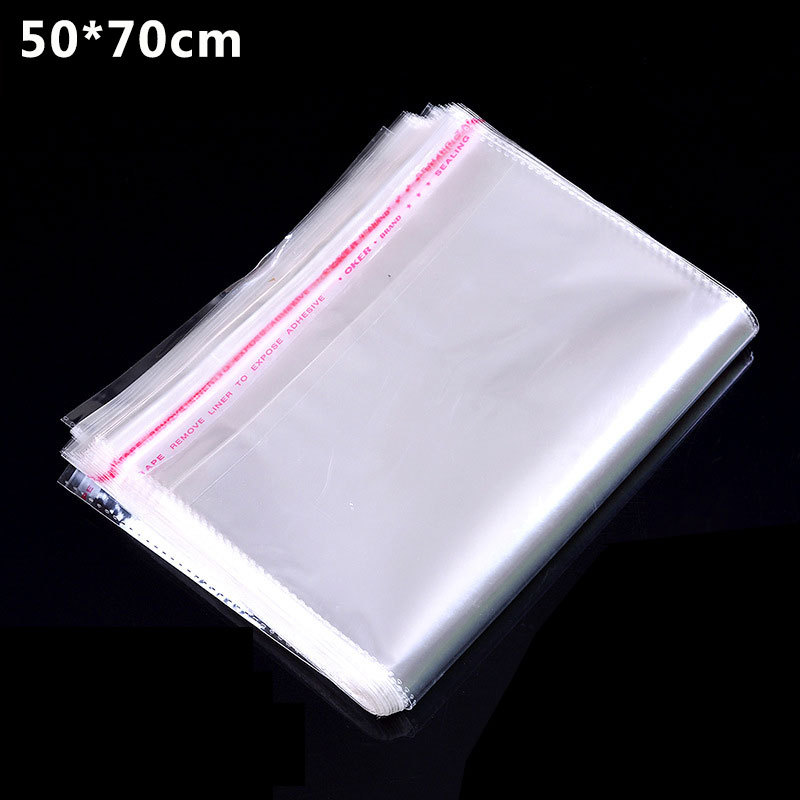 现货opp袋不干胶自粘袋透明塑料袋50*70服装包装袋加厚密封收纳袋