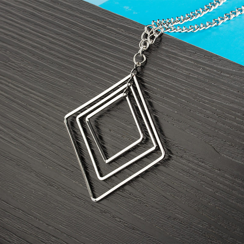 Sweater Chain Europe And America Simple Square Multi-layer Geometric Necklace display picture 8