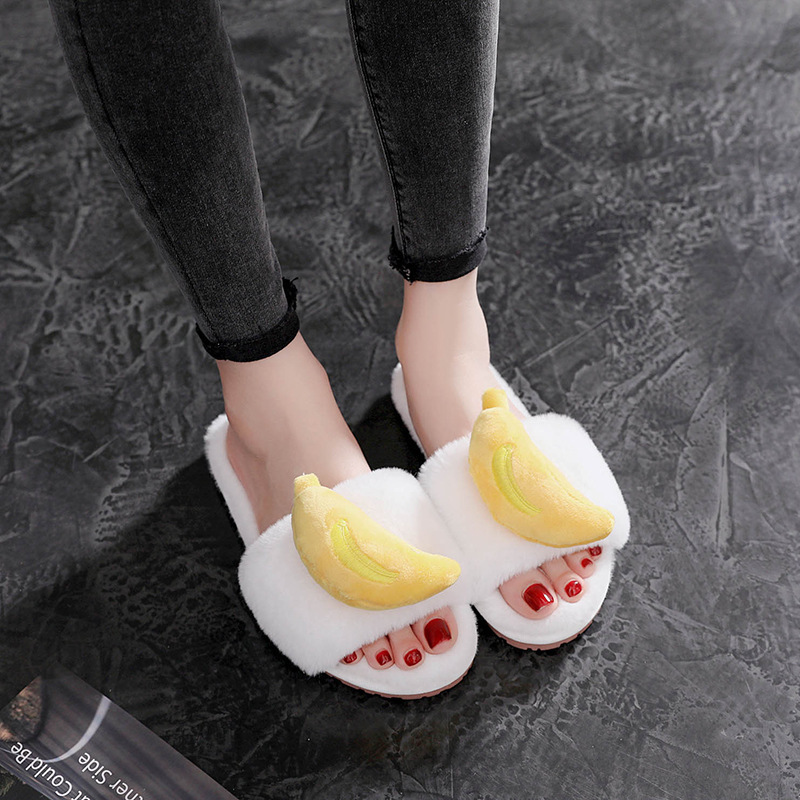 Cartoon Indoor Comfortable Maomao Slippers Wear-resistant Non-slip Beef Sole Women's Slippers Creative Fruit Pattern Maomao Shoes