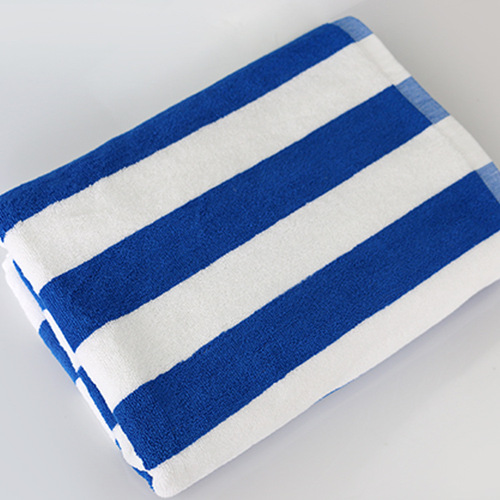 Blue and white striped bath towel, beach towel, colored striped towel, foreign trade export, pure cotton towel, wholesale embroidered logo