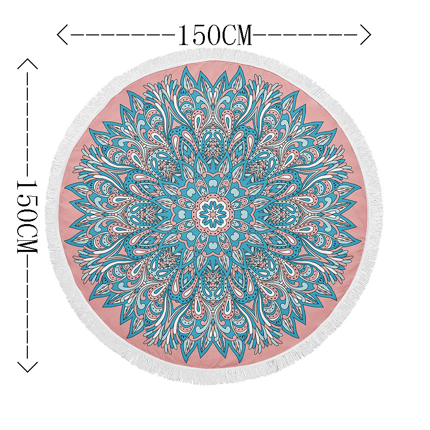 Круглый песчаный пляж полотенце ультратонкое волокно песчаный пляж Подушка Мандала шаблон шаль 3D цифровой печать можно поставить LOGO