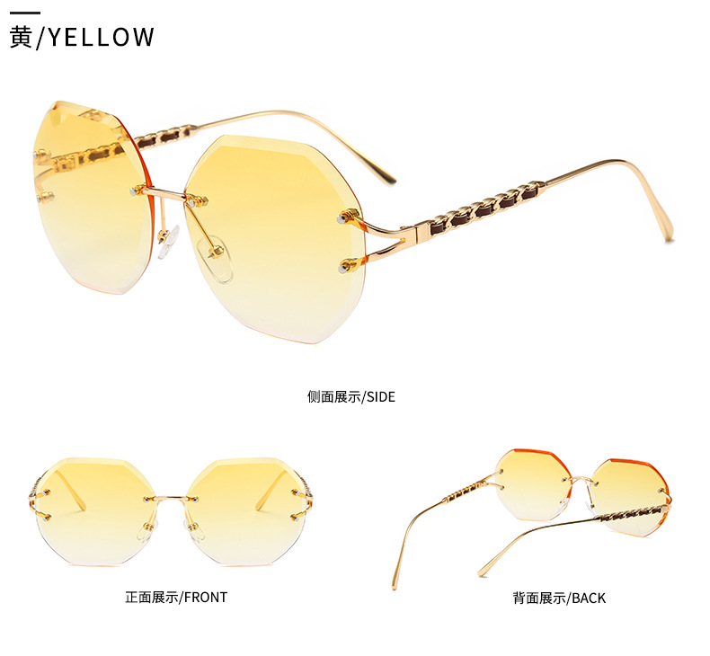 Frameless Diamond Cut Rope Imitation Leather Decorative Modern Retro Sunglasses display picture 5