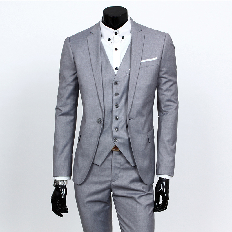 New Fashion Business Men's Casual Suit Korean Men's Personality Slim-fit Suit Set Three-piece Men's Foreign Trade Suit