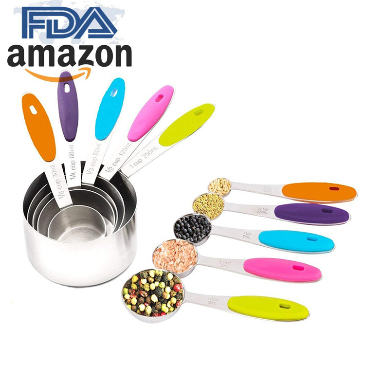 baking tool Graduate Measuring spoons silica gel Handle Handle Stainless steel Measuring spoon suit