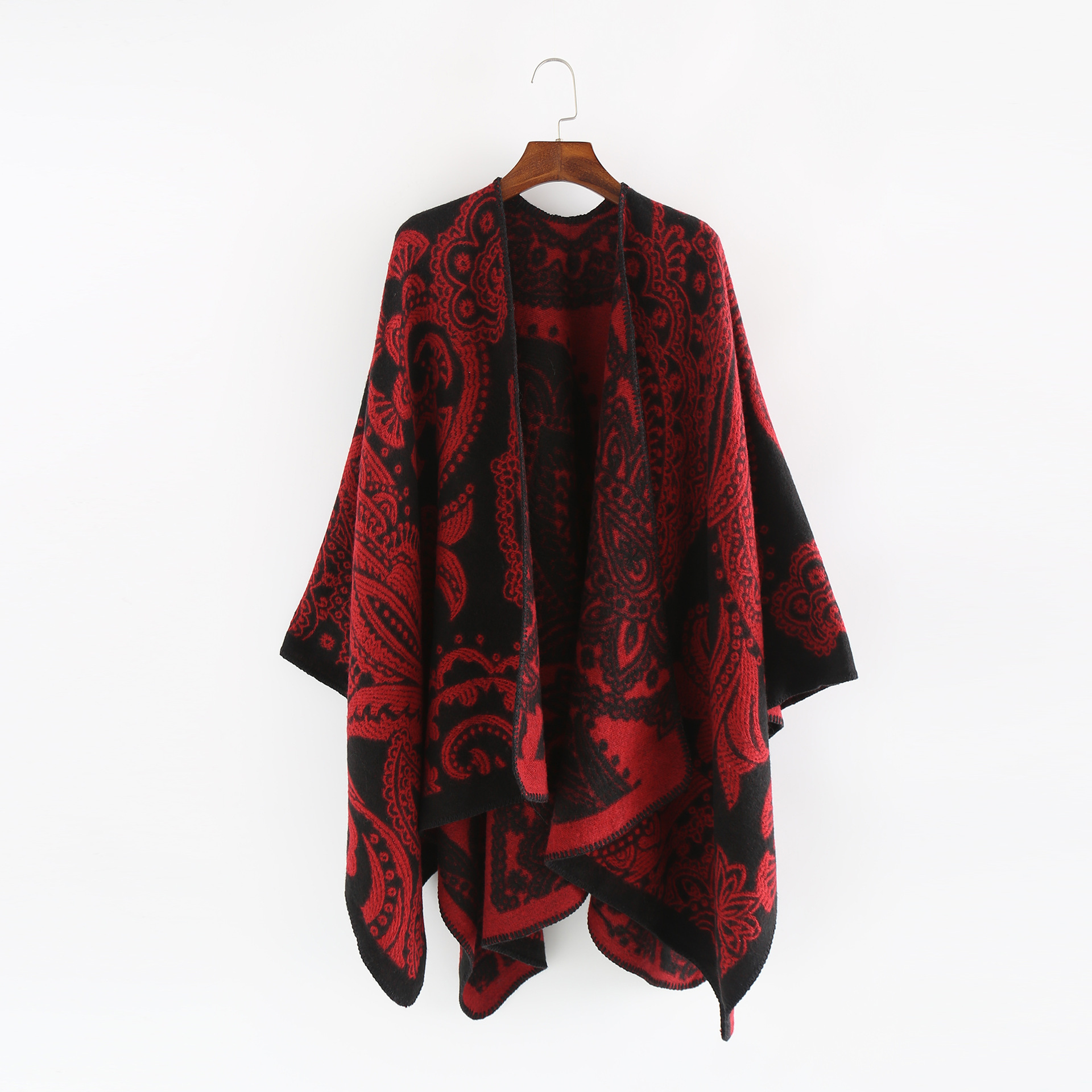 Modischer Schal aus Plüsch mit Blumen in Volltonfarbe und 3D-Floating-Gefühl_voghion.com