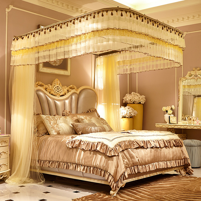 新款↓豪华落地U型导轨式拉幕蚊帐↓ 落地宫廷蚊帐 加密加厚蚊帐|ru