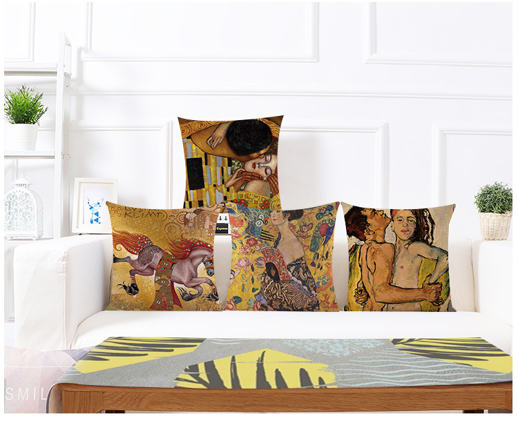 Retro Cartoon Linen Pillow Cases display picture 2