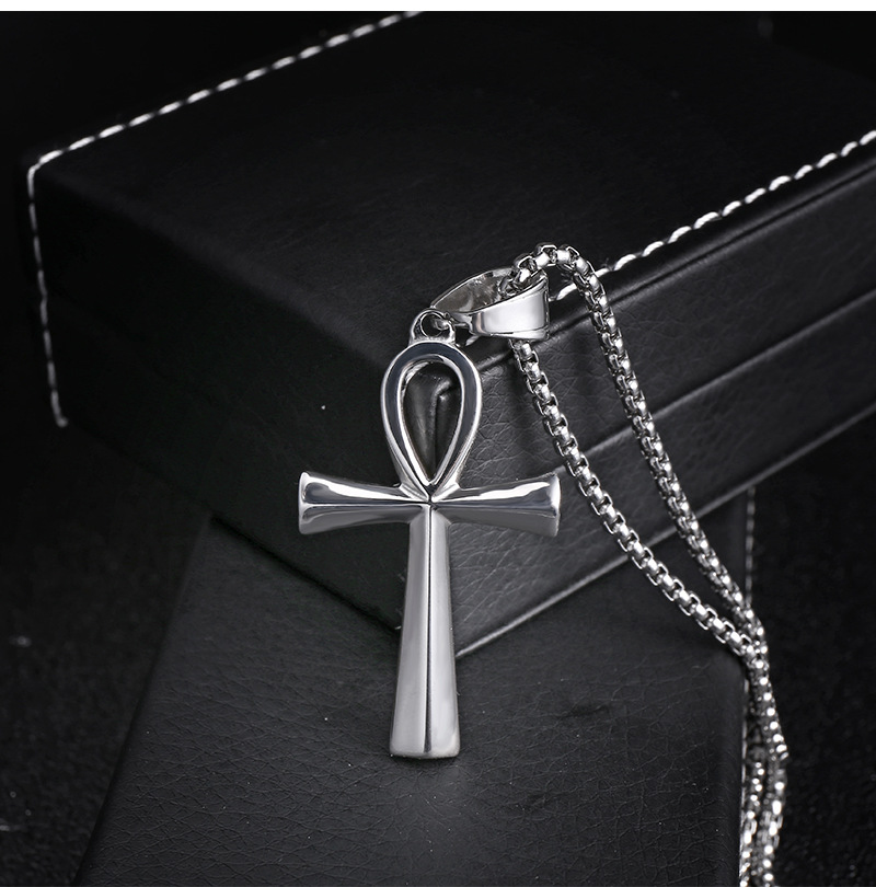 Hip-hop Punk Cross Titanium Steel Plating Men's Pendant Necklace display picture 4