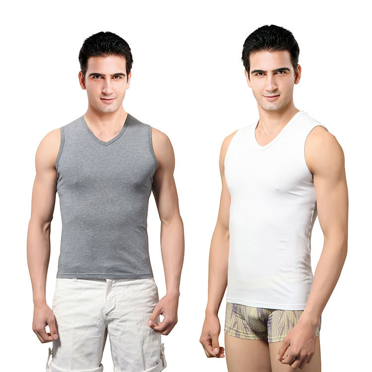 Two Modular assembly Spring and summer new pattern man vest modal Solid vest V-neck Two Manufactor Direct selling