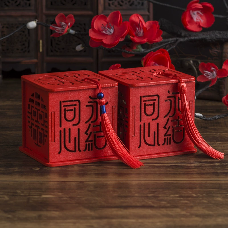 Китайская свадьба конфеты коробка навсегда узел концентрические творческие свадебные конфеты коробка новый деревянный полый праздник Конфеты Подарочная коробка конфеты