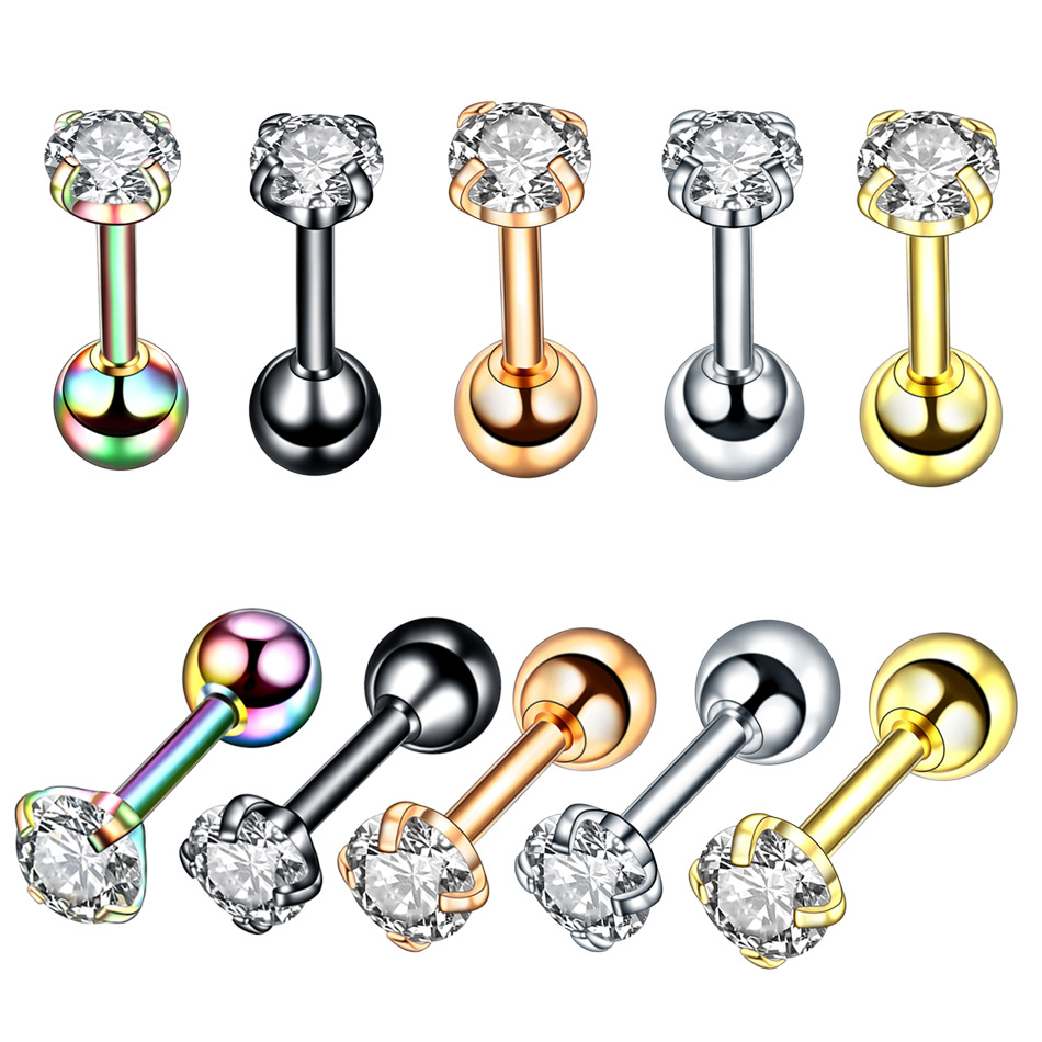 1 Piece Fashion Geometric Inlay Stainless Steel Zircon Ear Studs display picture 2