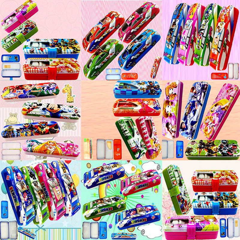 双层卡通文具盒学生铅笔盒淘宝礼品印花文具马口文具盒|ru