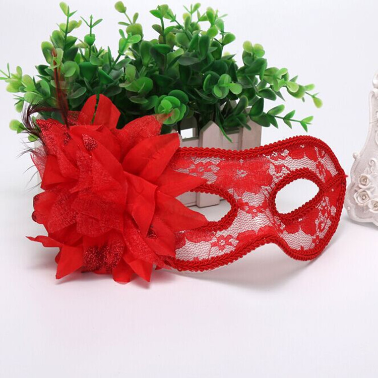 万圣节面具 舞会面具 透明蕾丝面具 侧面带百合花面具 多款